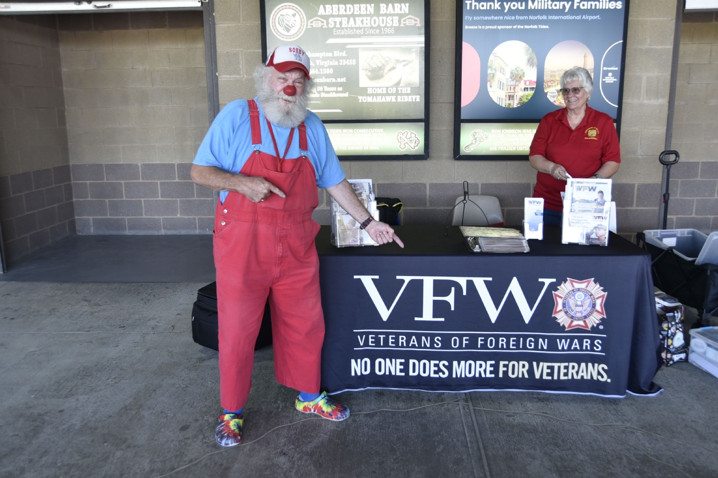 Geoffrey Lyster VFW Commander State throwing first pitch, Harbor Park celebrating VFW day at the ballpark.